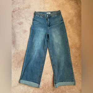 OAT New York Women’s 8/29 Braided Waist Wide Leg Denim Jeans